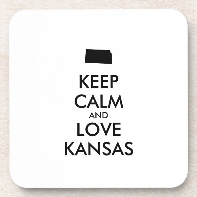Anpassbare BEHALTEN CALM und LIEBE KANSAS Untersetzer (Vorderseite)