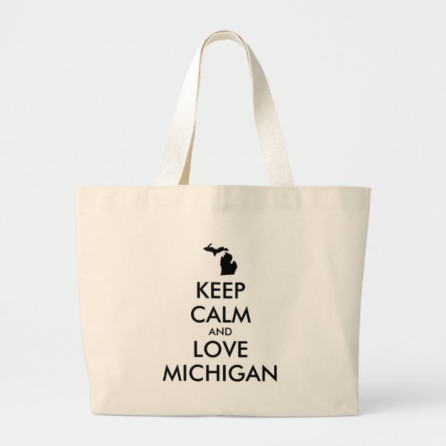 Anpassbare BEHALTEN CALM und LIEBE MICHIGAN Jumbo Stoffbeutel (Vorne)