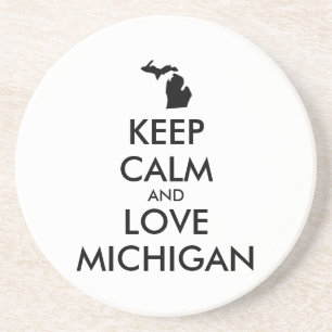 Anpassbare BEHALTEN CALM und LIEBE MICHIGAN Sandstein Untersetzer