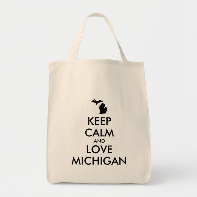 Anpassbare BEHALTEN CALM und LIEBE MICHIGAN Tragetasche (Vorne)