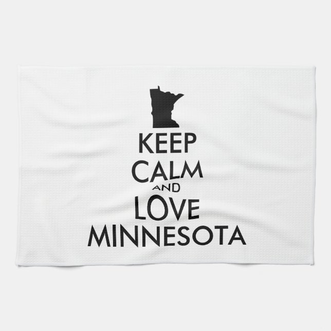 Anpassbare BEHALTEN CALM und LIEBE MINNESOTA Handtuch (Horizontal)