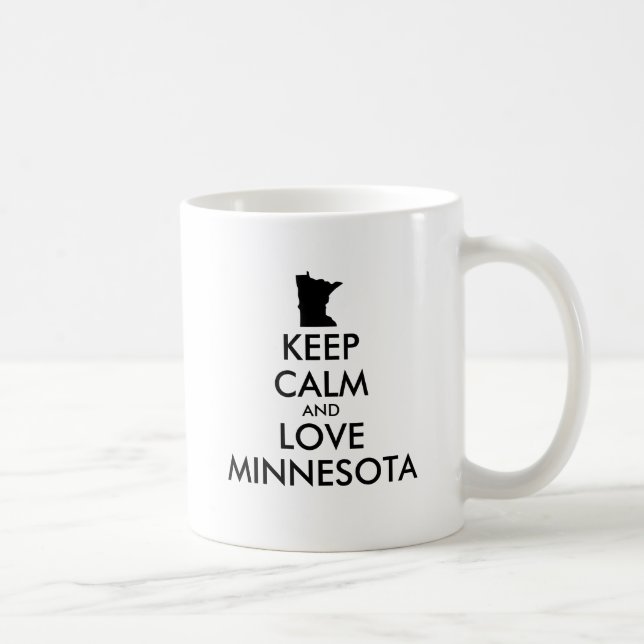 Anpassbare BEHALTEN CALM und LIEBE MINNESOTA Kaffeetasse (Rechts)