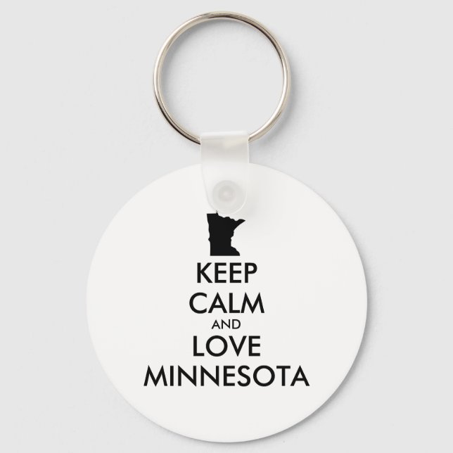 Anpassbare BEHALTEN CALM und LIEBE MINNESOTA Schlüsselanhänger (Vorderseite)