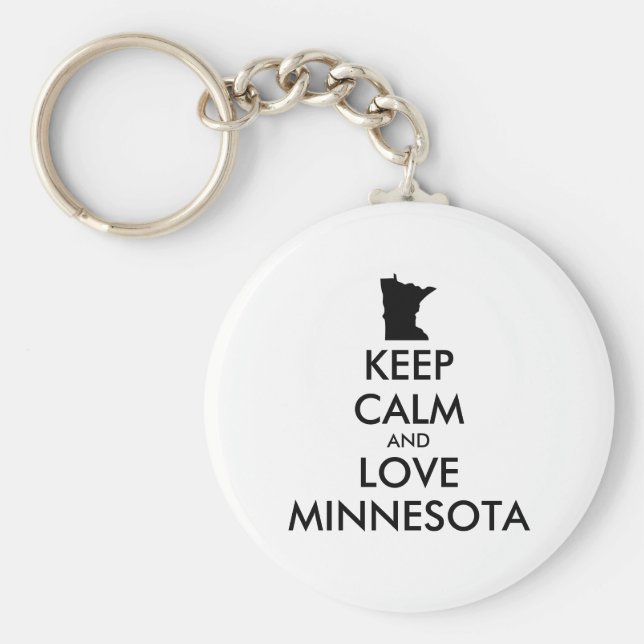 Anpassbare BEHALTEN CALM und LIEBE MINNESOTA Schlüsselanhänger (Vorne)
