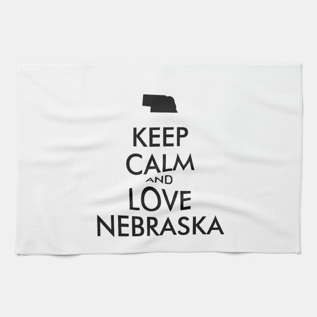 Anpassbare BEHALTEN CALM und LIEBE NEBRASKA Geschirrtuch (Horizontal)