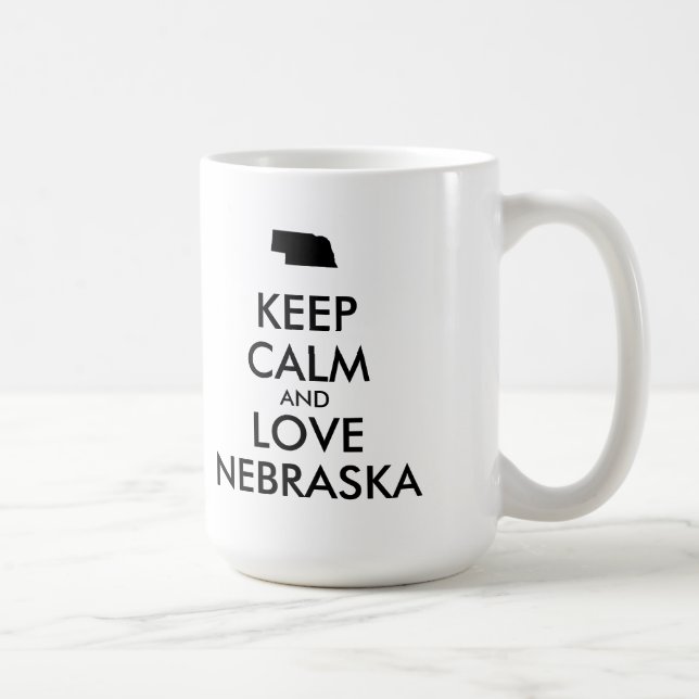 Anpassbare BEHALTEN CALM und LIEBE NEBRASKA Kaffeetasse (Rechts)