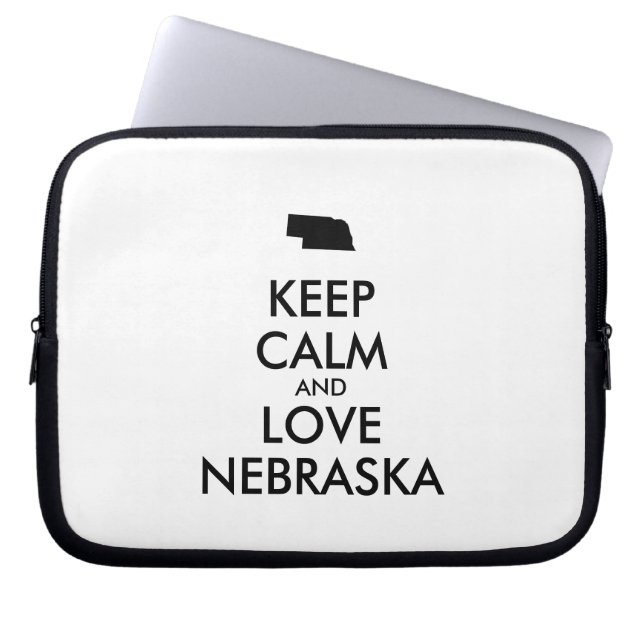 Anpassbare BEHALTEN CALM und LIEBE NEBRASKA Laptopschutzhülle (Vorderseite)