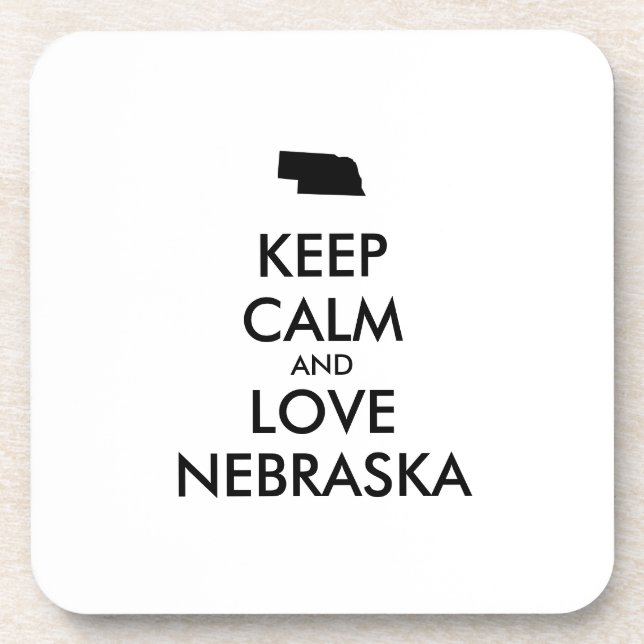 Anpassbare BEHALTEN CALM und LIEBE NEBRASKA Untersetzer (Vorderseite)