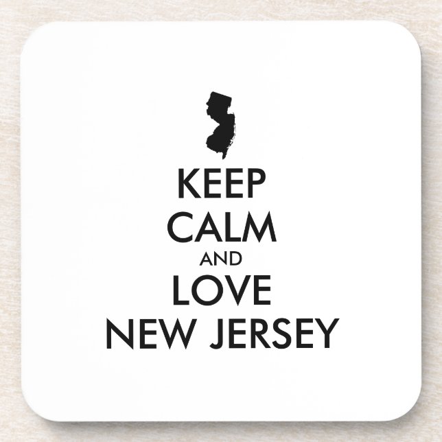 Anpassbare BEHALTEN CALM und LIEBE NEUES JERSEY Getränkeuntersetzer (Vorderseite)