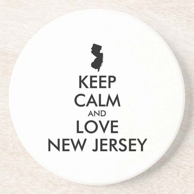 Anpassbare BEHALTEN CALM und LIEBE NEUES JERSEY Sandstein Untersetzer (Vorne)