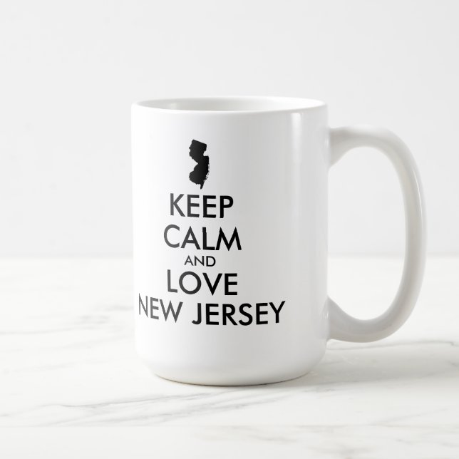 Anpassbare BEHALTEN CALM und LIEBE NEUES JERSEY Tasse (Rechts)