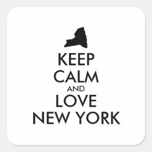 Anpassbare BEHALTEN CALM und LIEBE NEW YORK Quadratischer Aufkleber