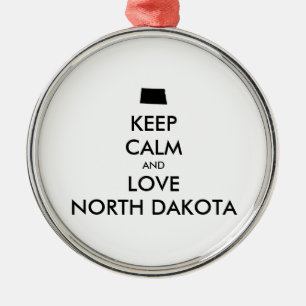 Anpassbare BEHALTEN CALM und LIEBE NORDDAKOTA Silbernes Ornament