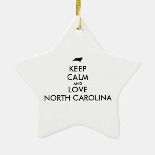 Anpassbare BEHALTEN CALM und LIEBE NORTH CAROLINA Keramikornament