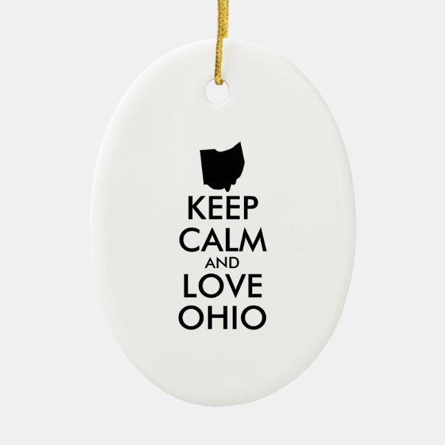 Anpassbare BEHALTEN CALM und LIEBE OHIO Keramik Ornament (Vorne)