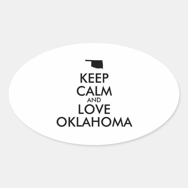 Anpassbare BEHALTEN CALM und LIEBE OKLAHOMA Ovaler Aufkleber (Vorderseite)