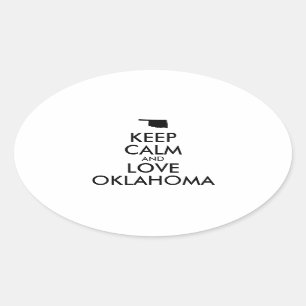 Anpassbare BEHALTEN CALM und LIEBE OKLAHOMA Ovaler Aufkleber