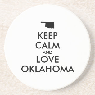 Anpassbare BEHALTEN CALM und LIEBE OKLAHOMA Sandstein Untersetzer