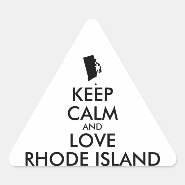 Anpassbare BEHALTEN CALM und LIEBE RHODE ISLAND Dreieckiger Aufkleber (Vorderseite)