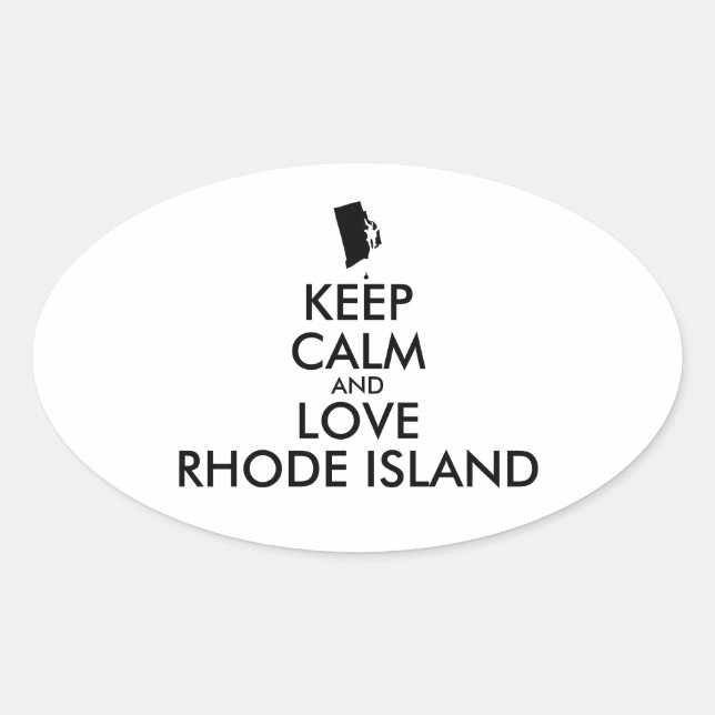 Anpassbare BEHALTEN CALM und LIEBE RHODE ISLAND Ovaler Aufkleber (Vorderseite)