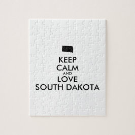 Anpassbare BEHALTEN CALM und LIEBE SÜDDAKOTA Puzzle
