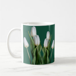 Anpassbare Bezeichnung Aby white tulip Blume grün Kaffeetasse