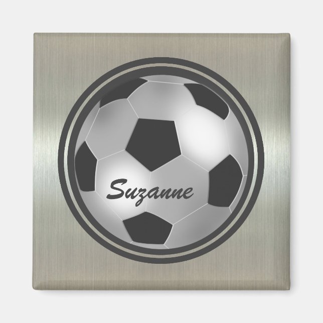 Anpassbare Bezeichnung silber-Fußballballmagnete Magnet (Vorne)
