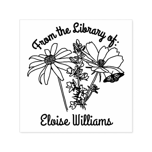 Anpassbare Bibliothek von Blume Briefmarke der Hol Permastempel (Design)