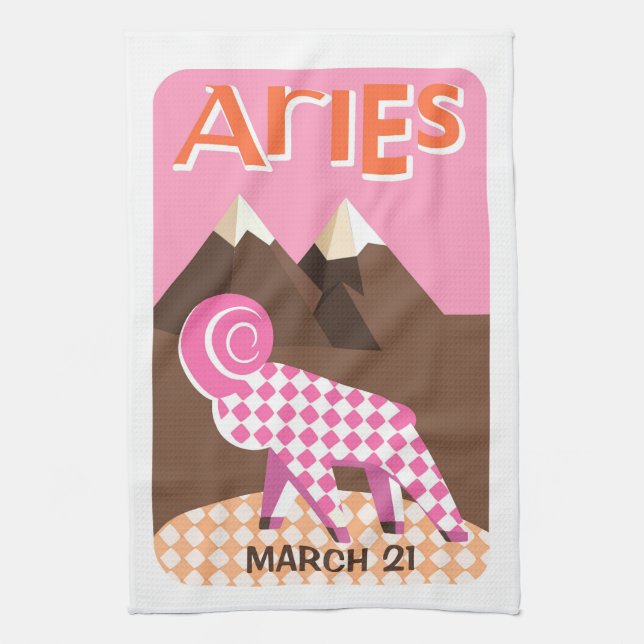 Anpassbare Birthday Aries Zodiac Geschirrtuch (Vertikal)