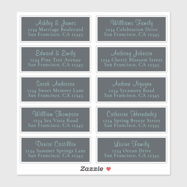 Anpassbare Black Wedding Guest Address Labels (Blatt)