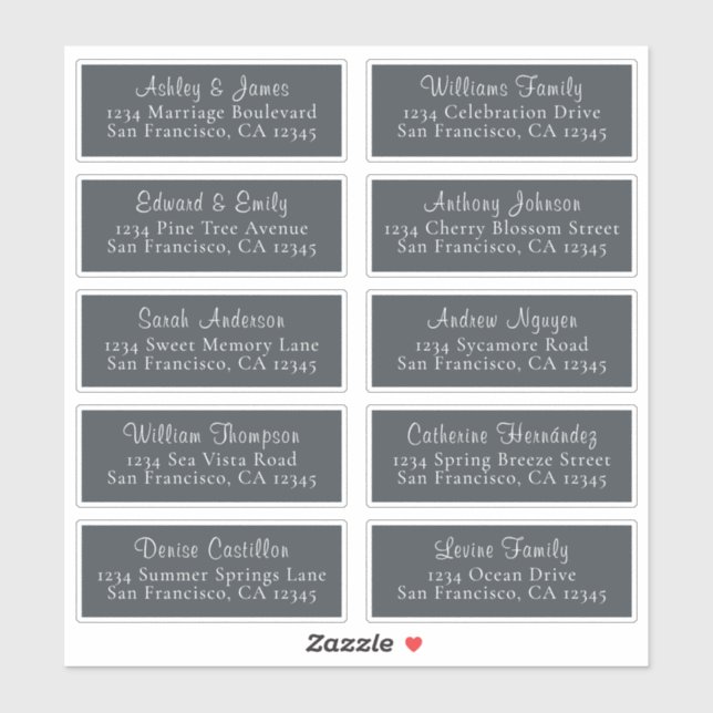 Anpassbare Black Wedding Guest Address Labels (Blatt)