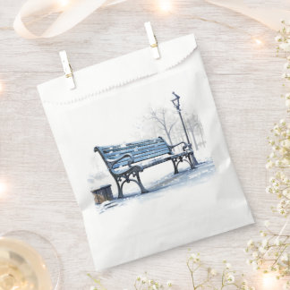 Anpassbare Blaue Aquarell-Winterbank Geschenktütchen