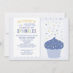 Anpassbare blaue Cupcake-Sprinkle-Einladung Einladung