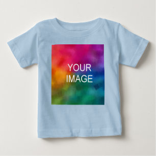 Anpassbare blaue Farbvorlage Hinzufügen eines Foto Baby T-shirt