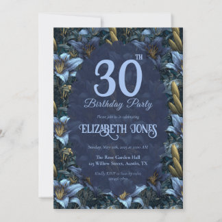 Anpassbare Blaue Lilien Fantasy Frühling Geburtsta Einladung