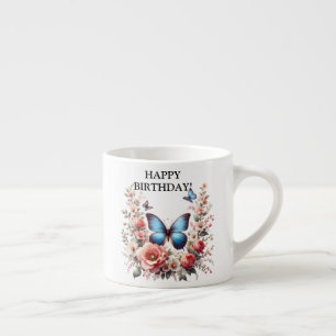 Anpassbare Blaue Schmetterlings-Blumenkunst-96279 Espressotasse