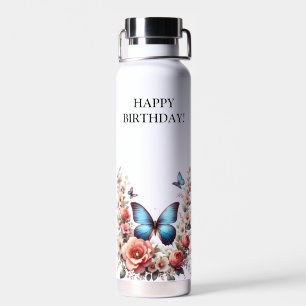 Anpassbare Blaue Schmetterlings-Blumenkunst-96279 Trinkflasche