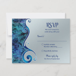 Anpassbare blaue und silberne RSVP-Karte RSVP Karte