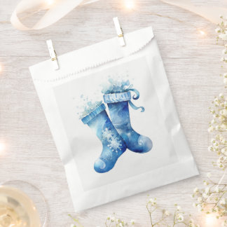 Anpassbare Blaue Wasserfarbe Weihnachtsstrümpfe Geschenktütchen
