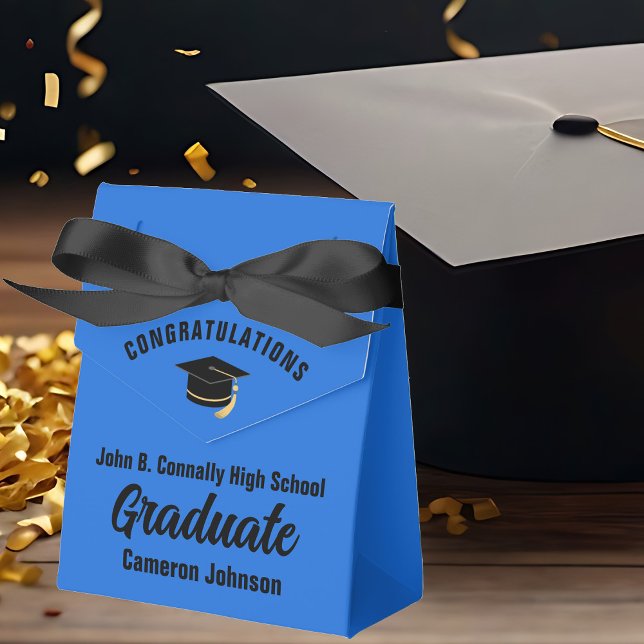 Anpassbare Blue Black Graduation Party Geschenkschachtel (Von Creator hochgeladen)