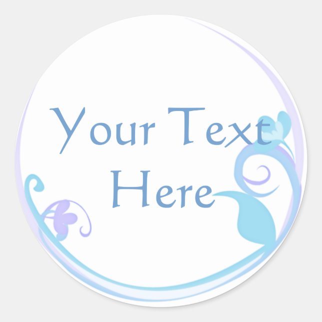 Anpassbare Blue-Blume-Sticker Runder Aufkleber (Vorderseite)