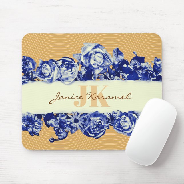 Anpassbare Blue Gold Rose Chic Joy to World Mousepad (Mit Mouse)