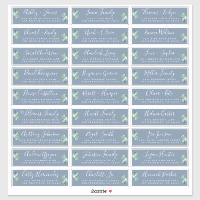 Anpassbare Blue Wedding Guest Address Labels (Blatt)