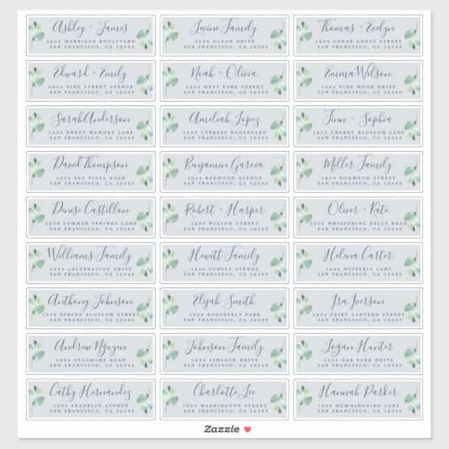 Anpassbare Blue Wedding Guest Address Labels (Blatt)