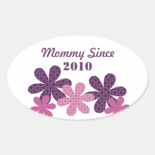 Anpassbare Blume Mommy seit Oval Stickers