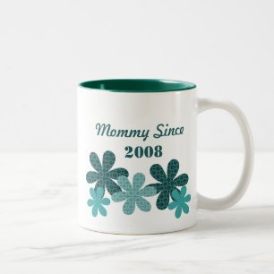 Anpassbare Blume Mommy Seit Tasse (Aquamarin)