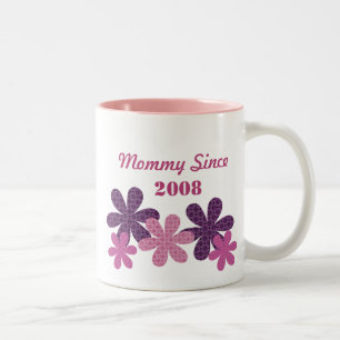 Anpassbare Blume Mommy Seit Tasse, Lila Zweifarbige Tasse