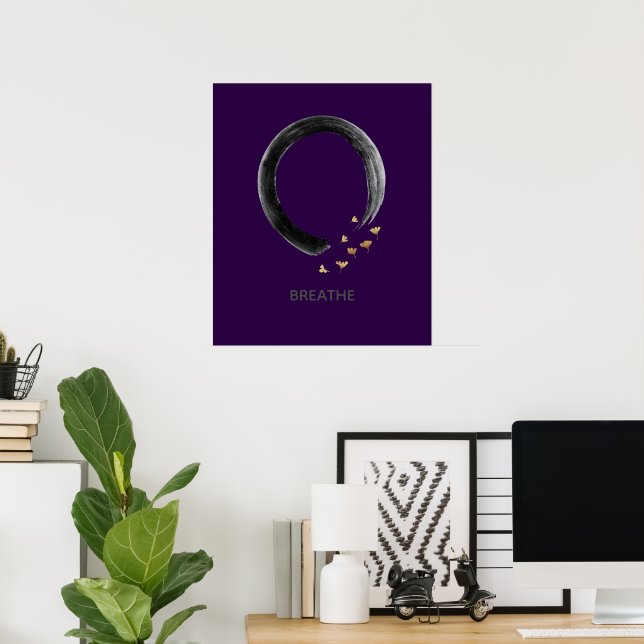 Anpassbare BREATHE Zen Enso Circle Ginkgo Kunst Poster (Heimbüro)