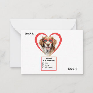 Anpassbare Bretagne Spaniel Hund Valentine Hinweis Mitteilungskarte