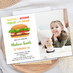 Anpassbare Burger-Party Einladungen für Kinder